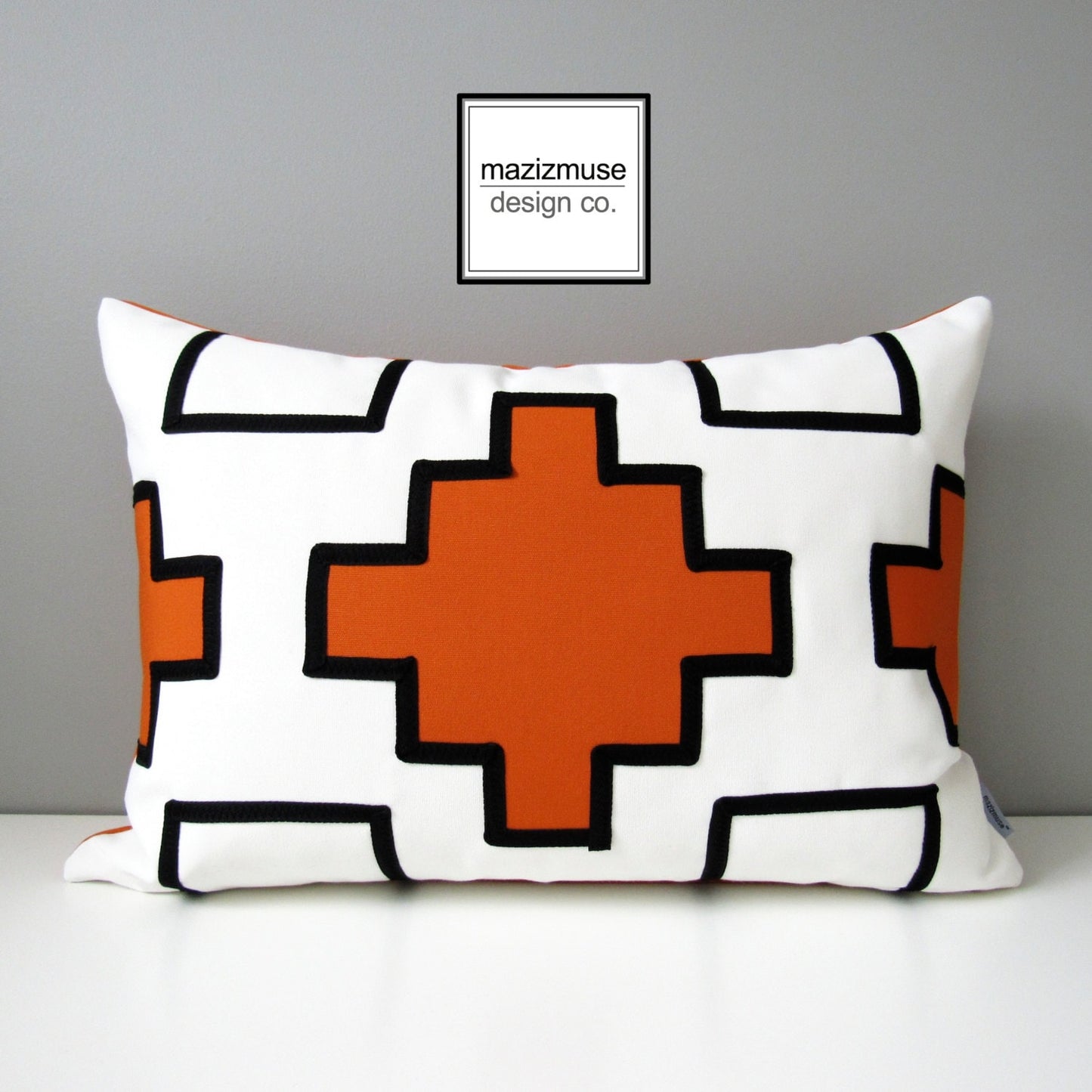 Geometric Black & Yellow Outdoor Sunbrella® Pillow Cover