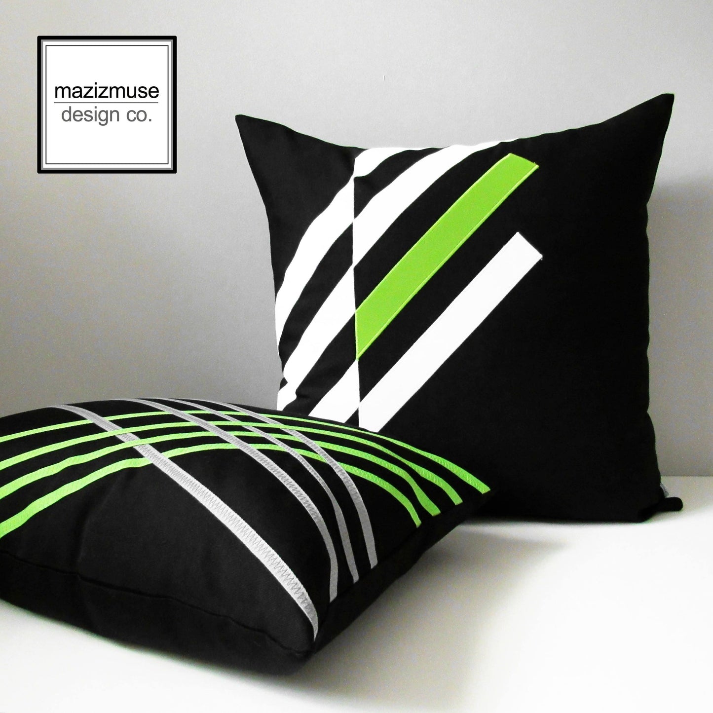 Decorative Grey & Black Outdoor Pillow Cover, Geometric Sunbrella Cushion cover