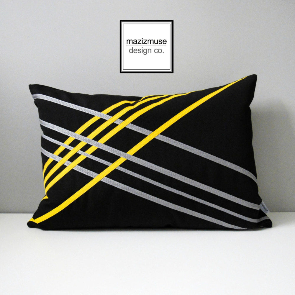Black & Yellow Outdoor Sunbrella® Pillow Cover, Geometric Cushion Cover
