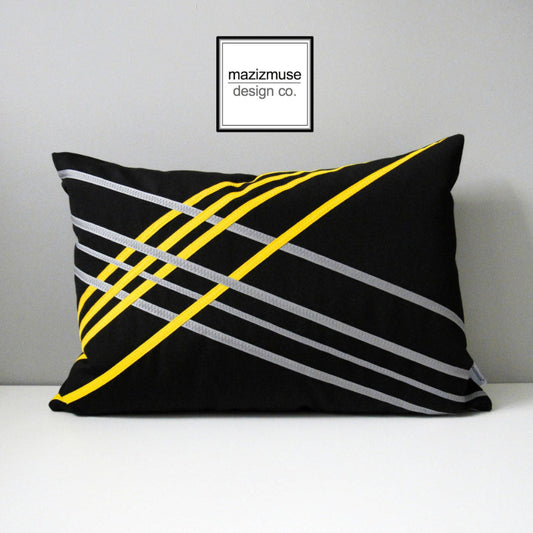 Black & Yellow Outdoor Sunbrella® Pillow Cover, Geometric Cushion Cover